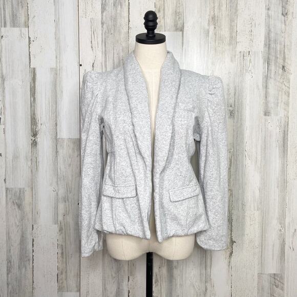 Chaser Jersey Puff Sleeve Blazer Gray Neutral Open Front Business Preppy Size S - Picture 1 of 6